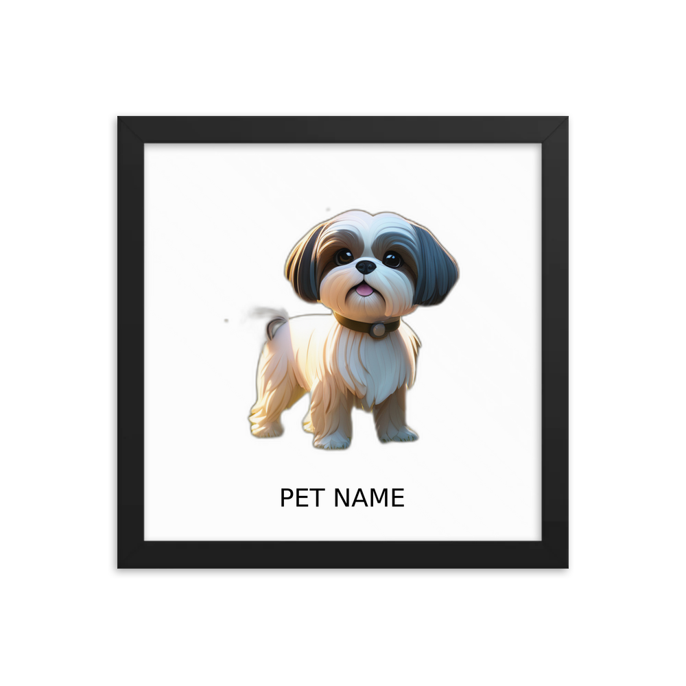PugMug Custom Shih Tzu Framed Print with Your Pet’s Name