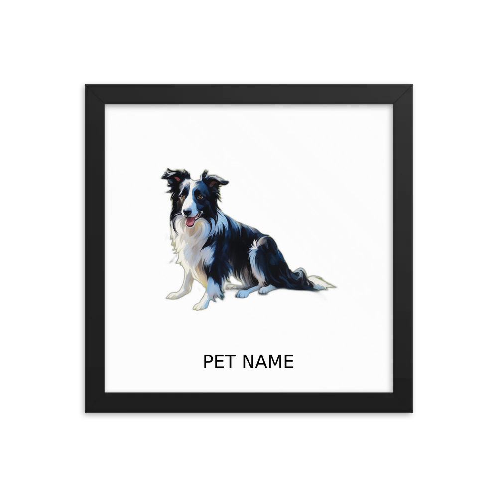 PugMug Custom Border Collie Framed Print with Your Pet’s Name