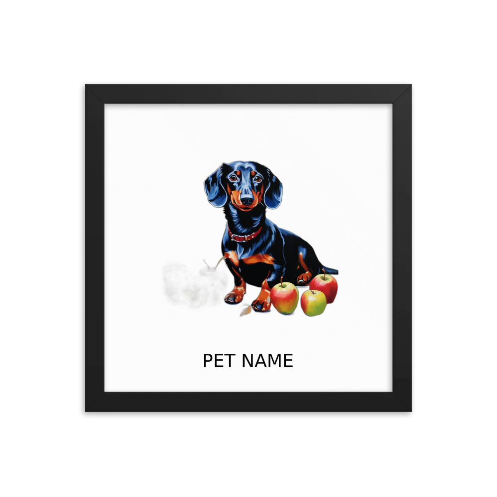 PugMug Custom Black Dachshund Framed Print with Your Pet’s Name