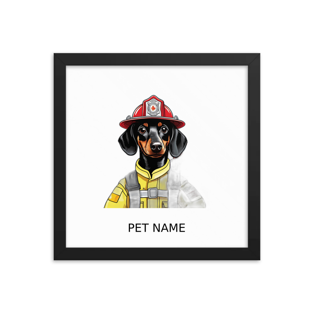 PugMug Custom Black Dachshund Framed Print with Your Pet’s Name