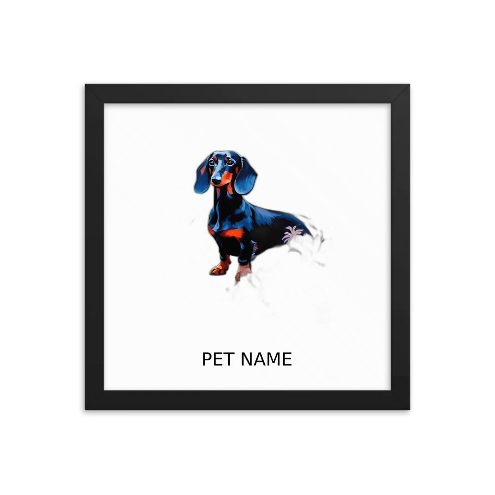 PugMug Custom Black Dachshund Framed Print with Your Pet’s Name