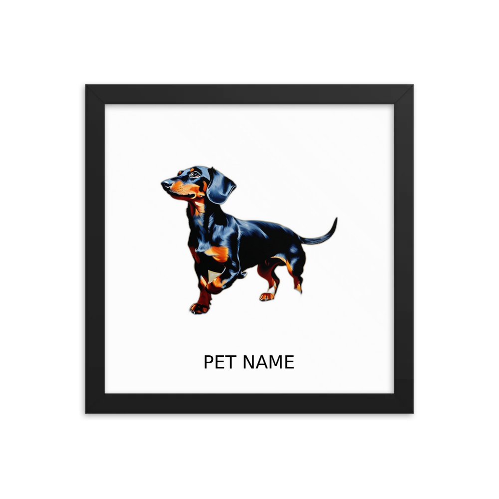 PugMug Custom Black Dachshund Framed Print with Your Pet’s Name