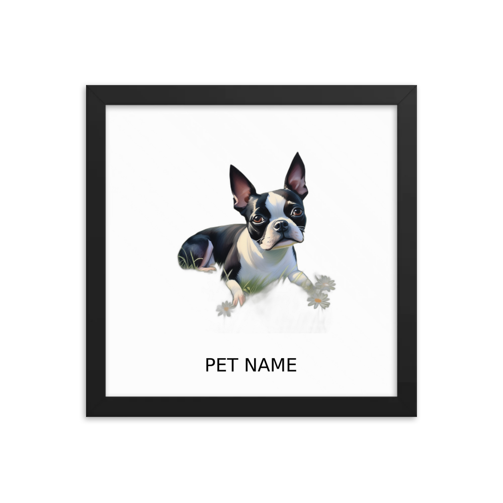 PugMug Custom Boston Terrier Framed Print with Your Pet’s Name