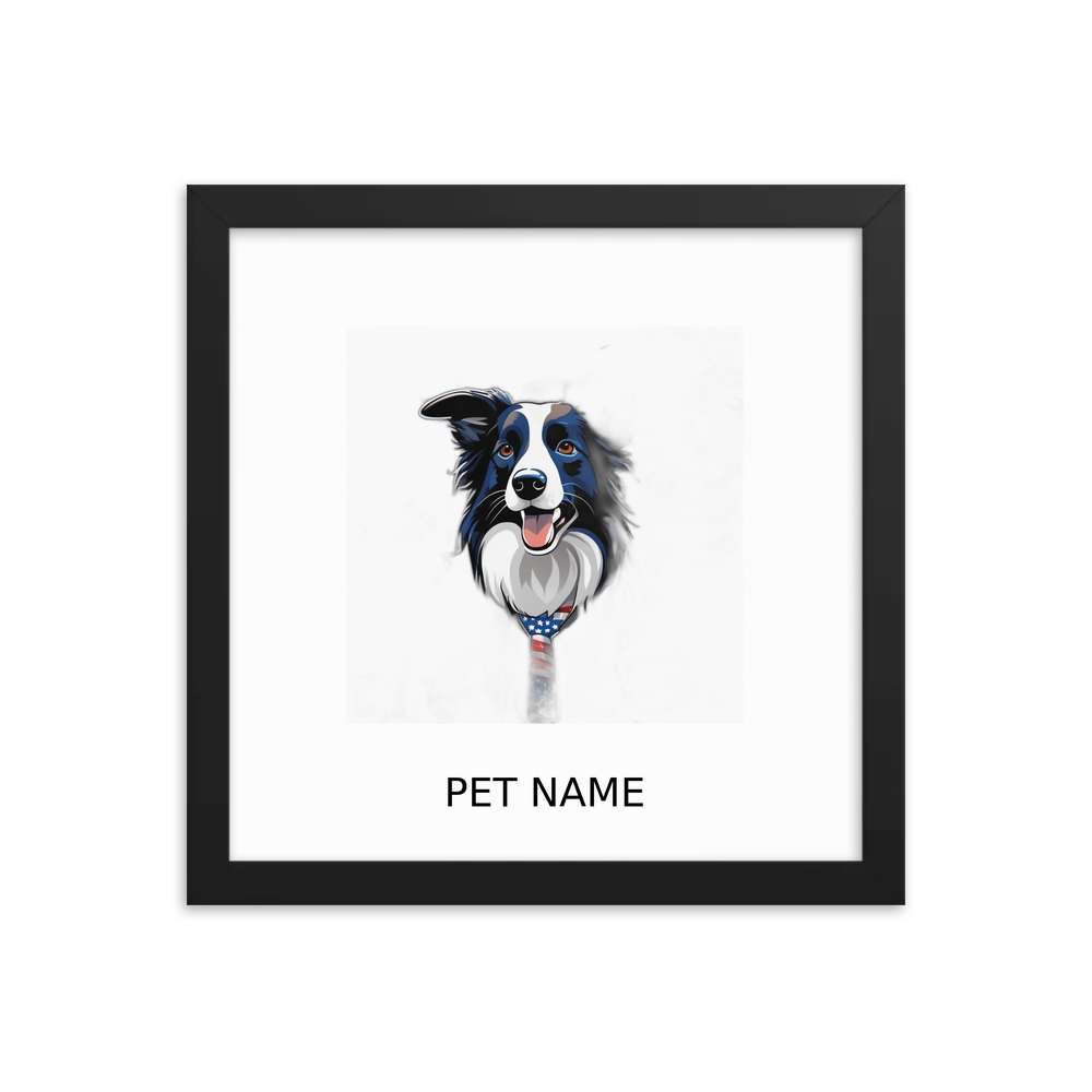 PugMug Custom Border Collie Framed Print with Your Pet’s Name