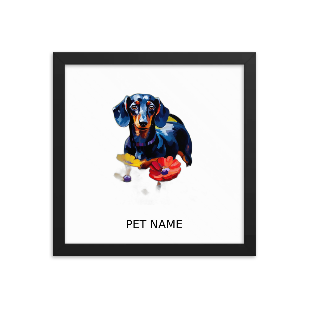 PugMug Custom Black Dachshund Framed Print with Your Pet’s Name