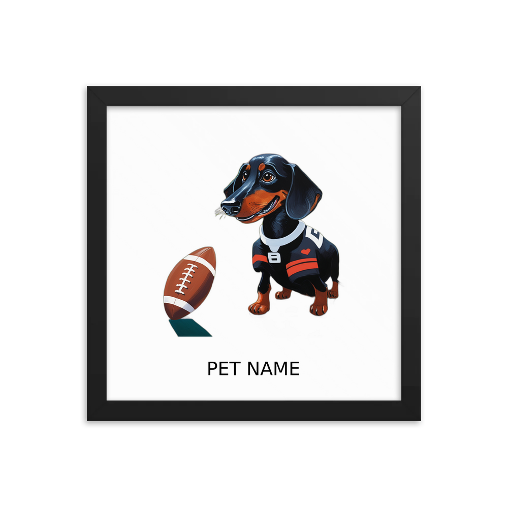 PugMug Custom Black Dachshund Framed Print with Your Pet’s Name