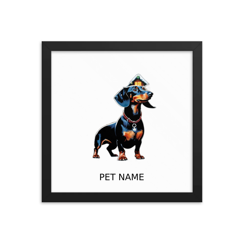 PugMug Custom Black Dachshund Framed Print with Your Pet’s Name