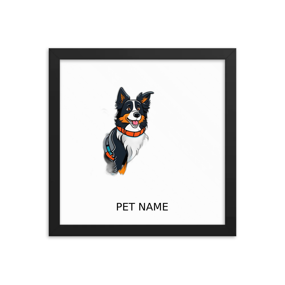 PugMug Custom Border Collie Framed Print with Your Pet’s Name