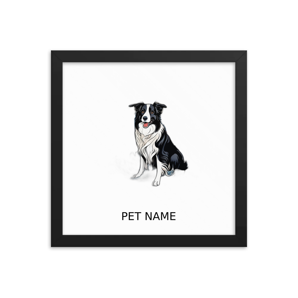 PugMug Custom Border Collie Framed Print with Your Pet’s Name