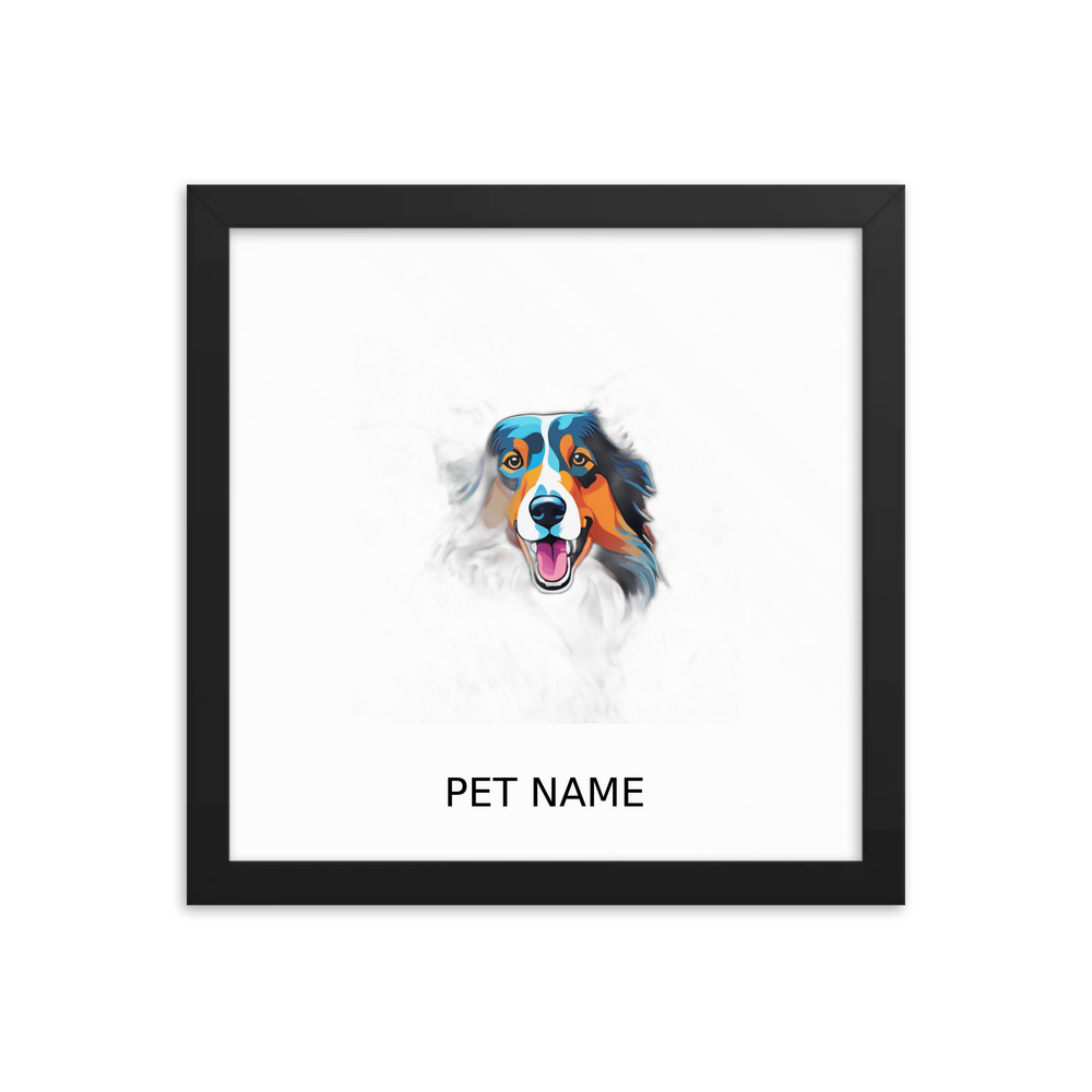 PugMug Custom Collie Framed Print with Your Pet’s Name