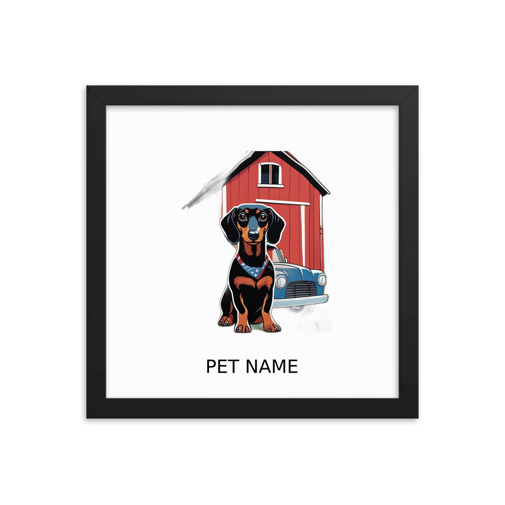PugMug Custom Black Dachshund Framed Print with Your Pet’s Name