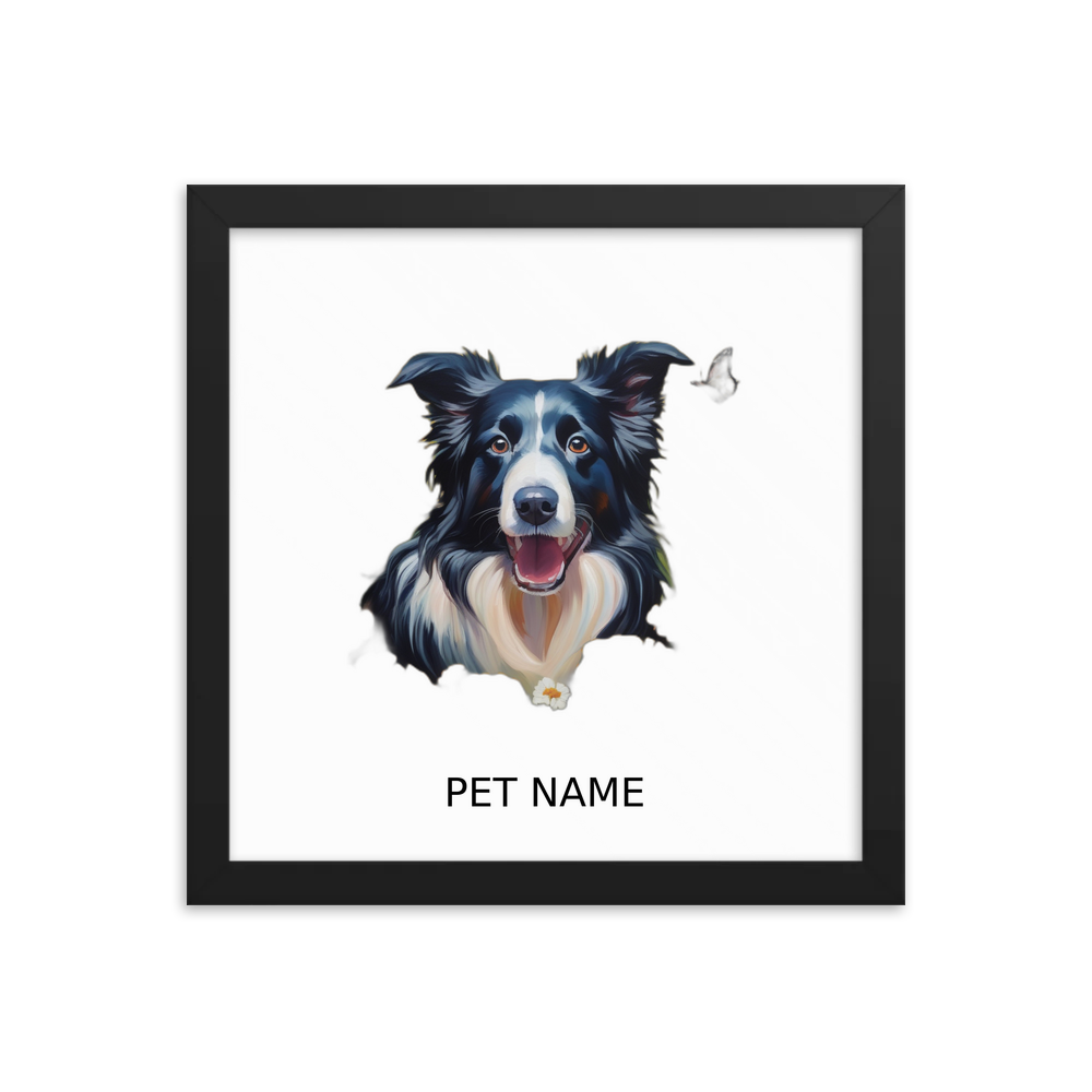 PugMug Custom Border Collie Framed Print with Your Pet’s Name