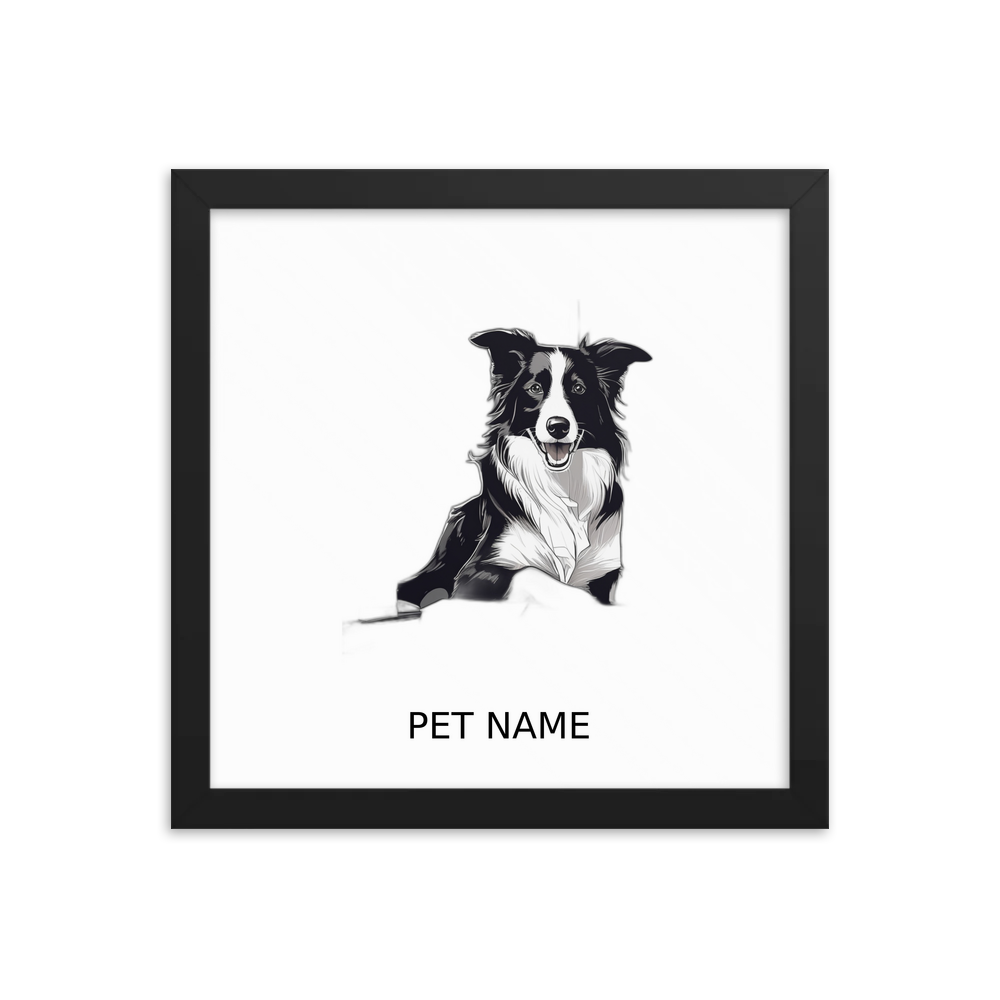 PugMug Custom Border Collie Framed Print with Your Pet’s Name