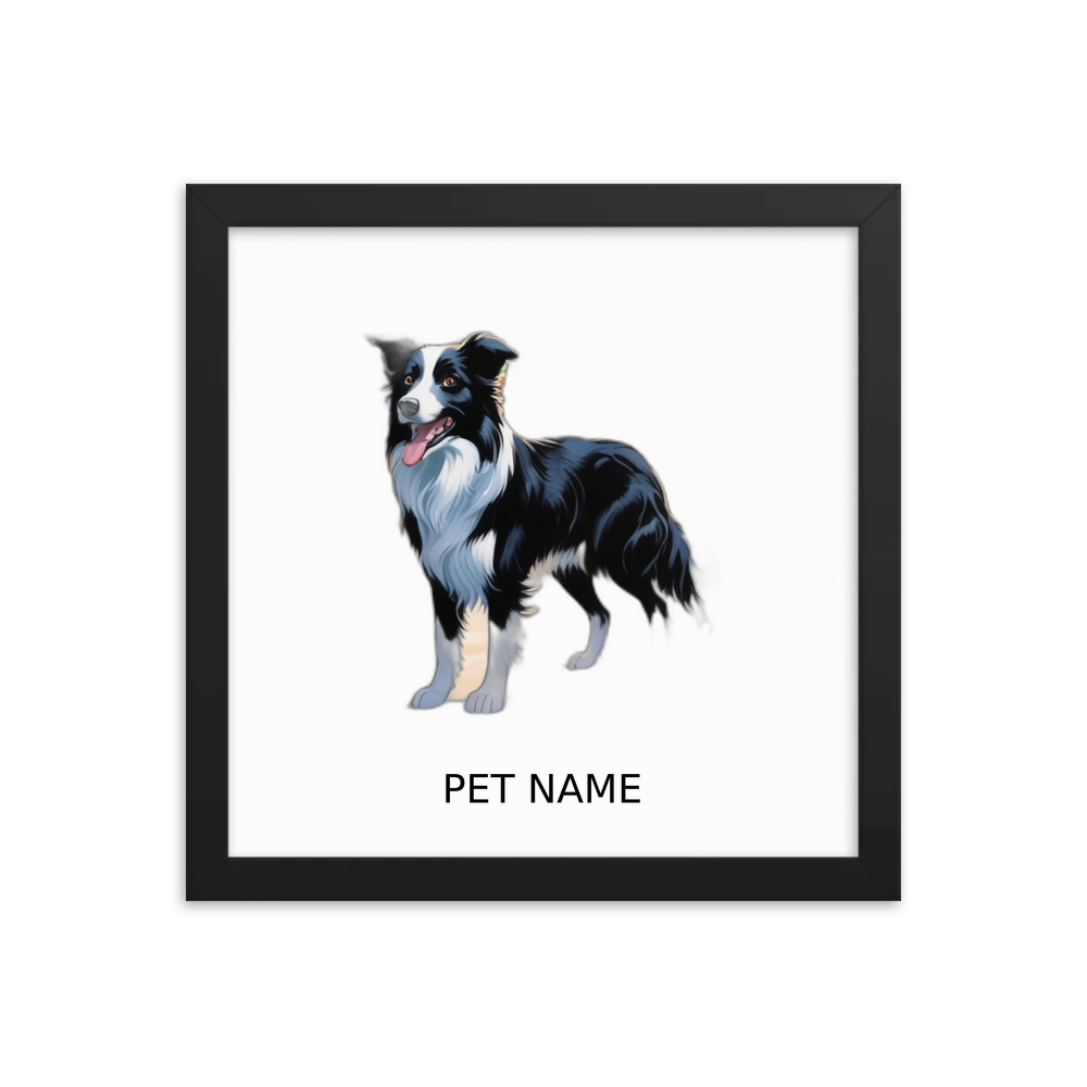 PugMug Custom Border Collie Framed Print with Your Pet’s Name