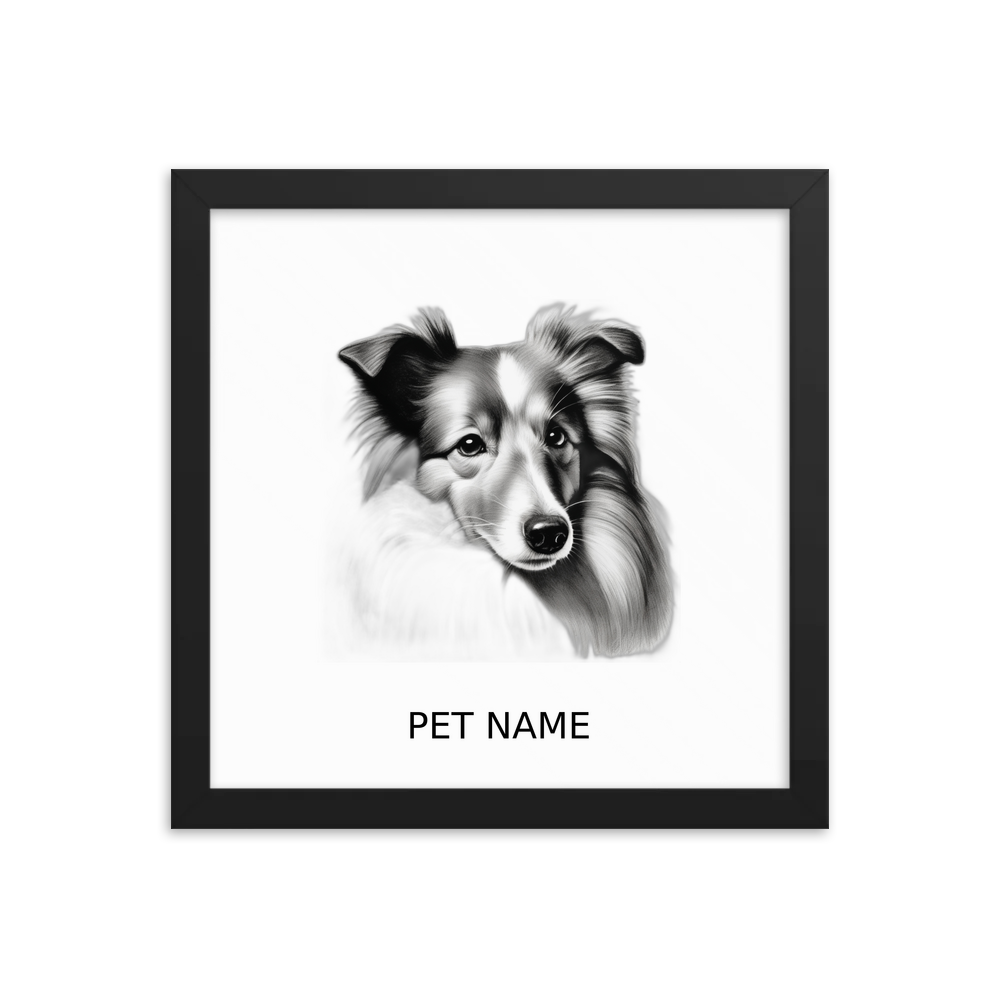 PugMug Custom Shetland Sheepdog Framed Print with Your Pet’s Name