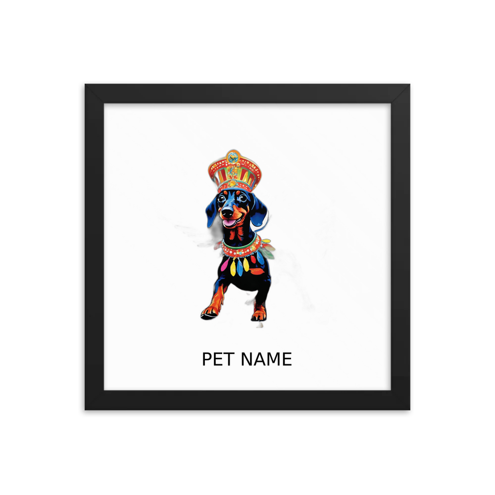 PugMug Custom Black Dachshund Framed Print with Your Pet’s Name