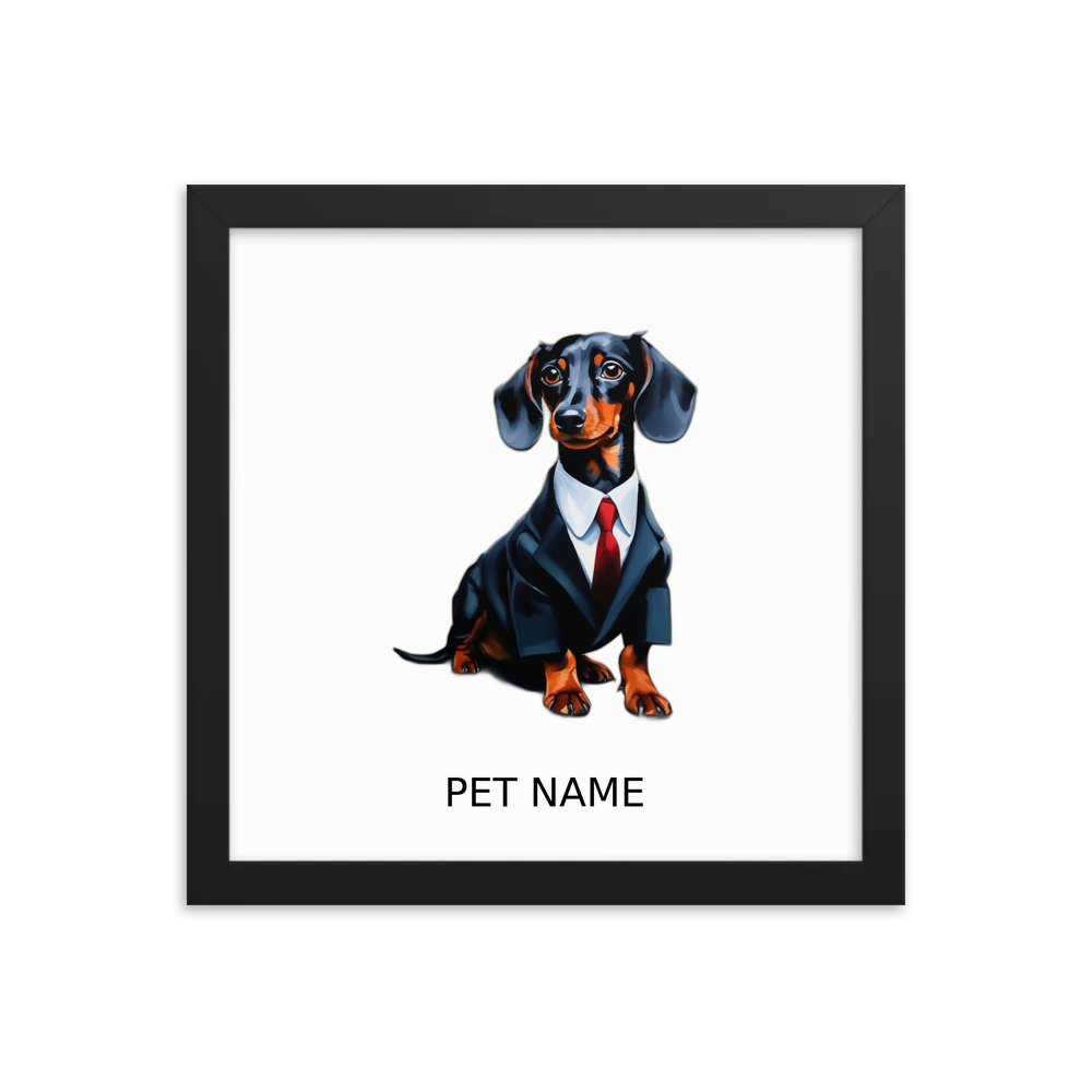 PugMug Custom Black Dachshund Framed Print with Your Pet’s Name