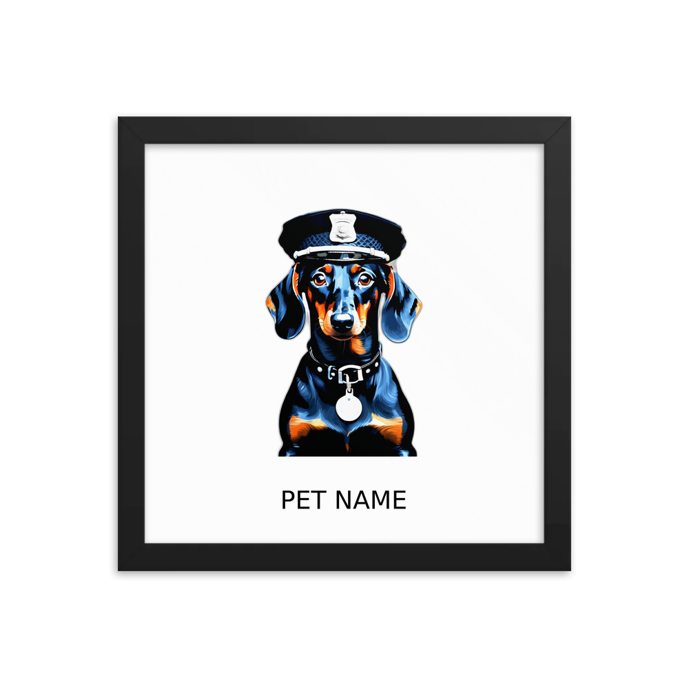 PugMug Custom Black Dachshund Framed Print with Your Pet’s Name