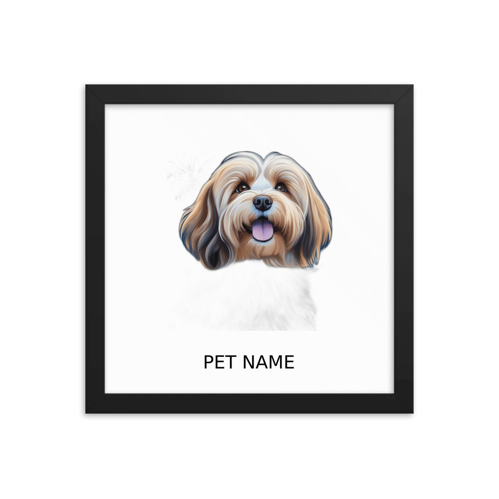 PugMug Custom Tan Havanese Dog Framed Print with Your Pet’s Name