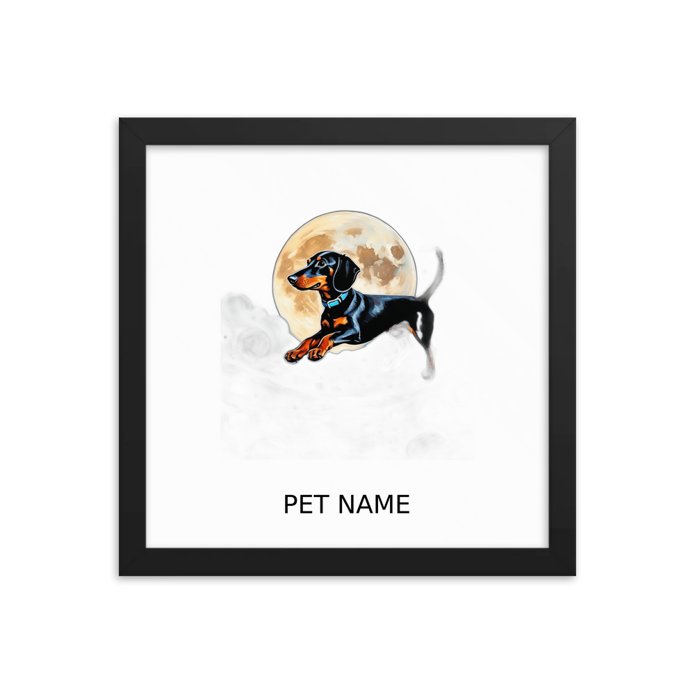PugMug Custom Black Dachshund Framed Print with Your Pet’s Name