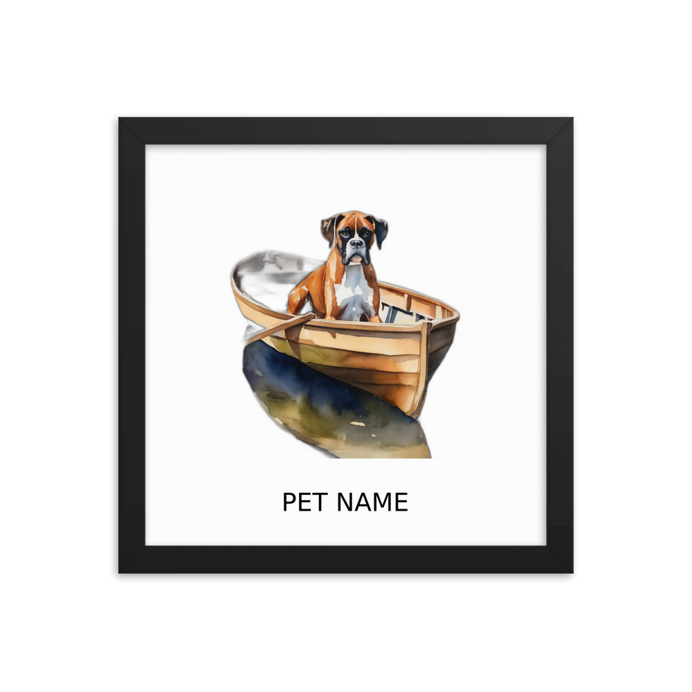 PugMug Custom Boxer Dog Framed Print with Your Pet’s Name