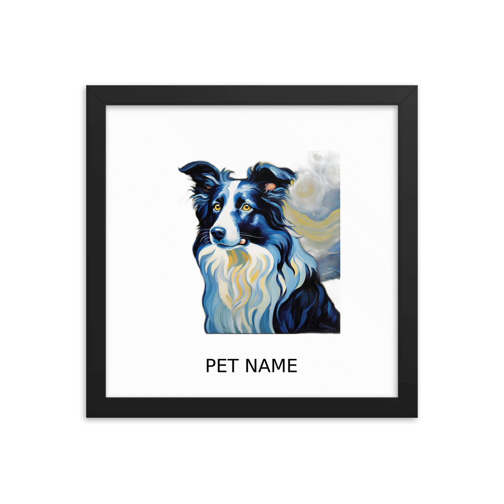 PugMug Custom Border Collie Framed Print with Your Pet’s Name