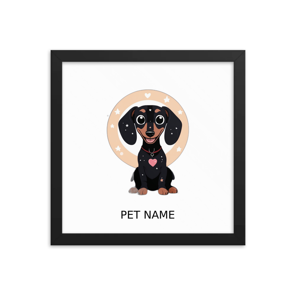 PugMug Custom Black Dachshund Framed Print with Your Pet’s Name