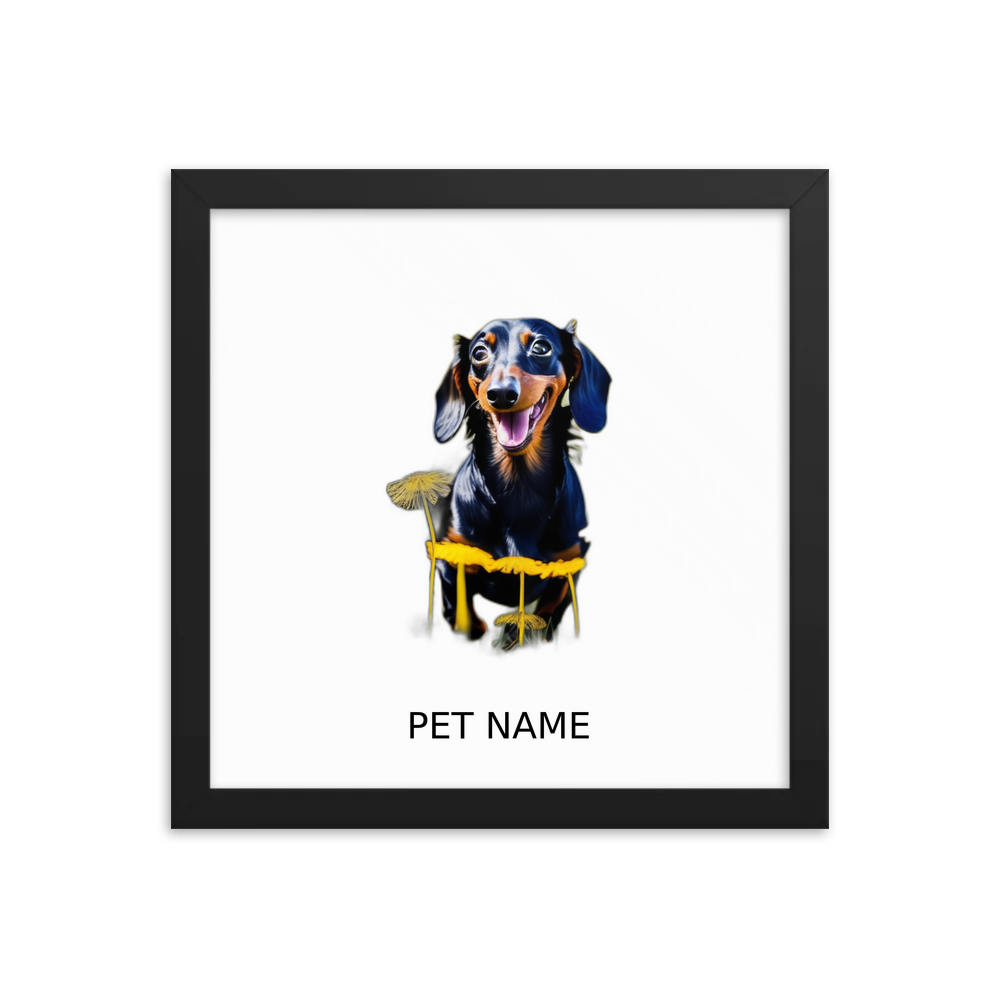 PugMug Custom Black Dachshund Framed Print with Your Pet’s Name