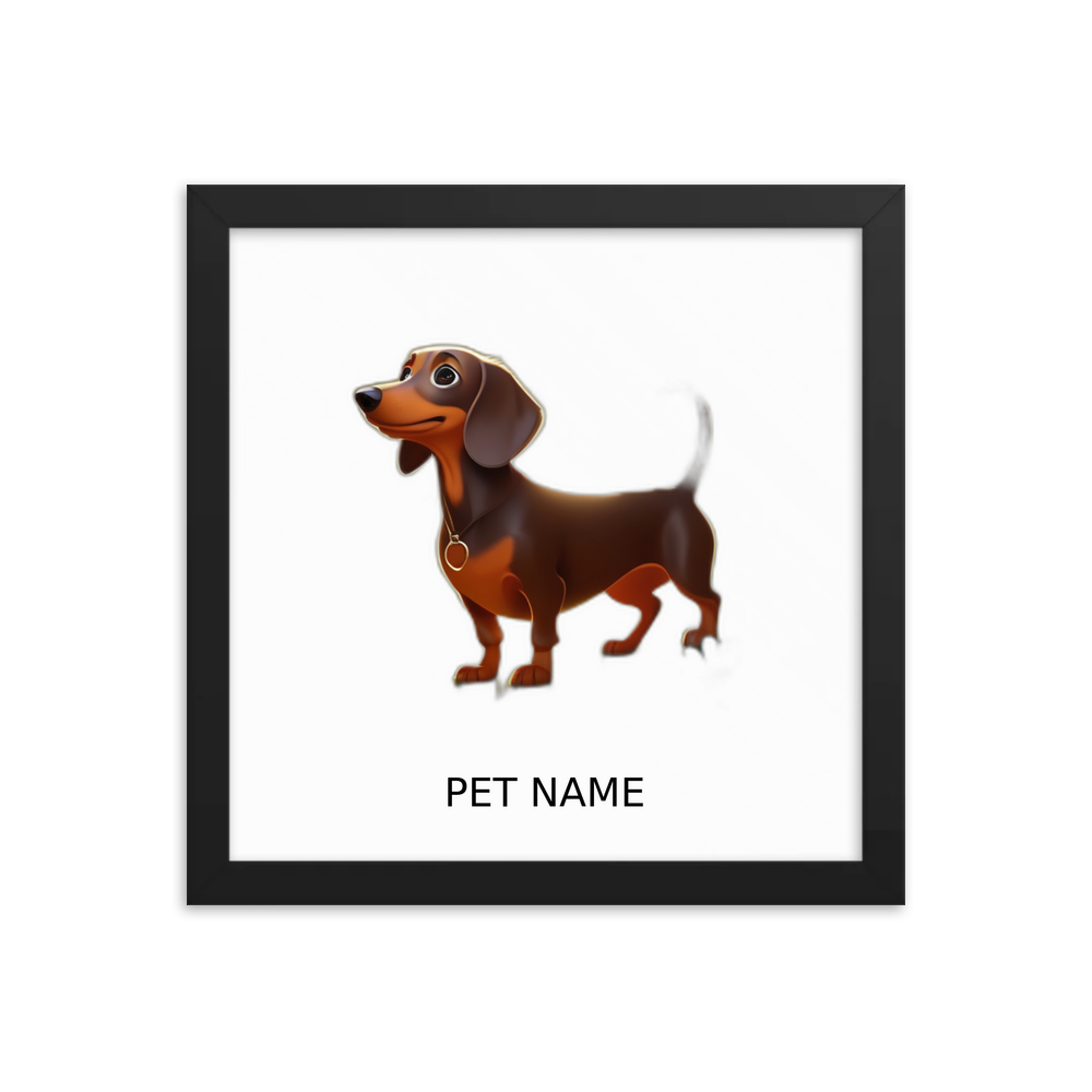 PugMug Custom Tan Dachshund Framed Print with Your Pet’s Name