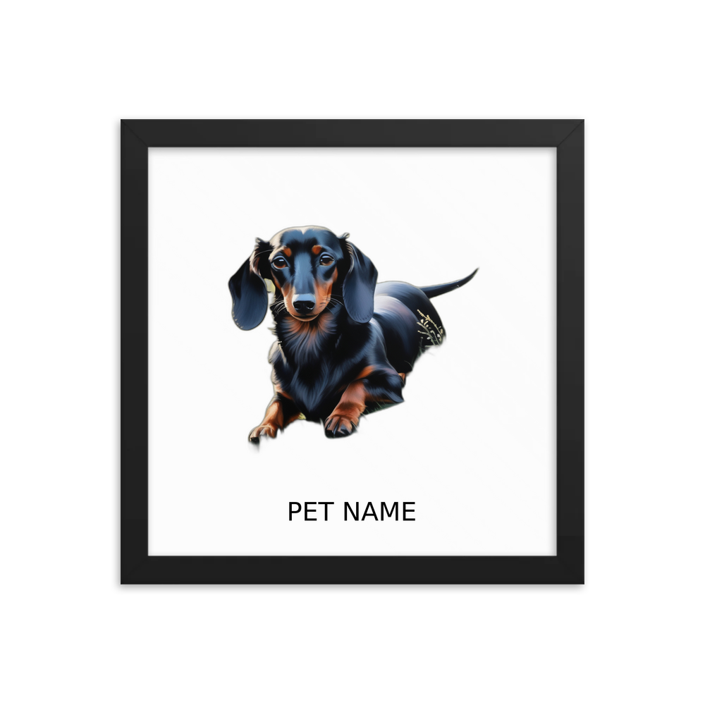 PugMug Custom Black Dachshund Framed Print with Your Pet’s Name