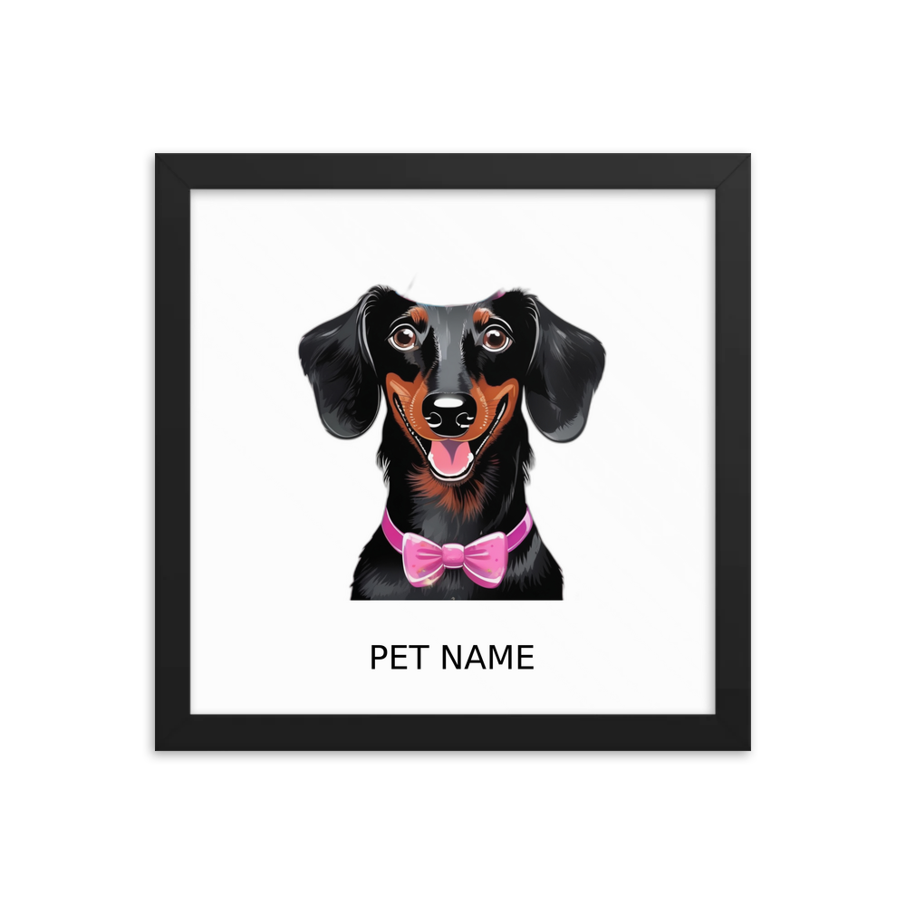 PugMug Custom Black Dachshund Framed Print with Your Pet’s Name