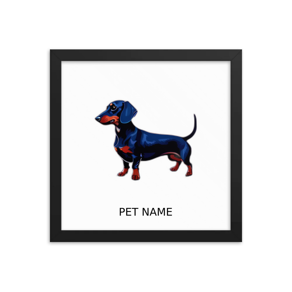 PugMug Custom Black Dachshund Framed Print with Your Pet’s Name