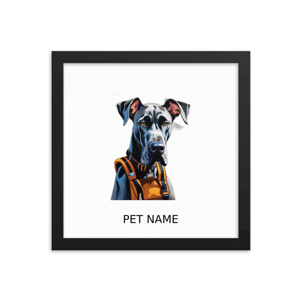 PugMug Custom Great Dane Framed Print with Your Pet’s Name