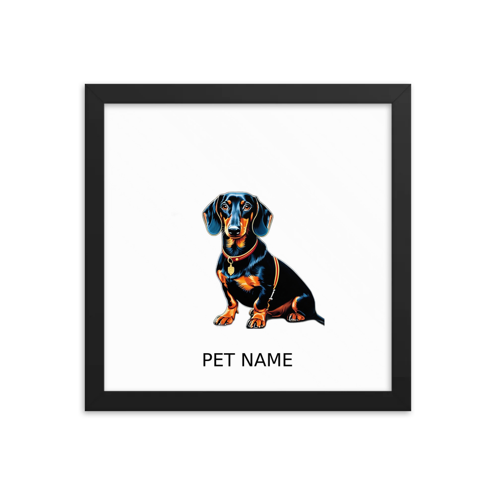 PugMug Custom Black Dachshund Framed Print with Your Pet’s Name