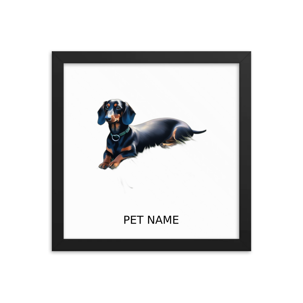 PugMug Custom Black Dachshund Framed Print with Your Pet’s Name