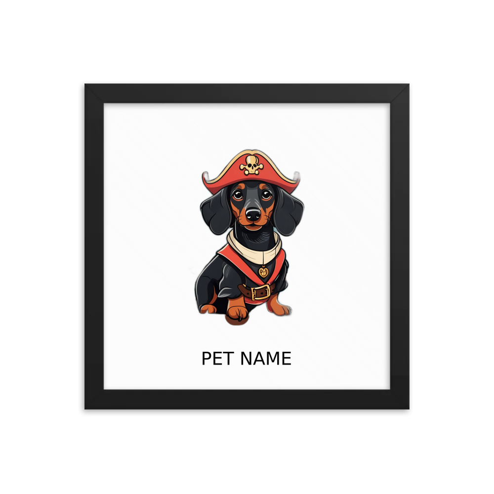 PugMug Custom Black Dachshund Framed Print with Your Pet’s Name