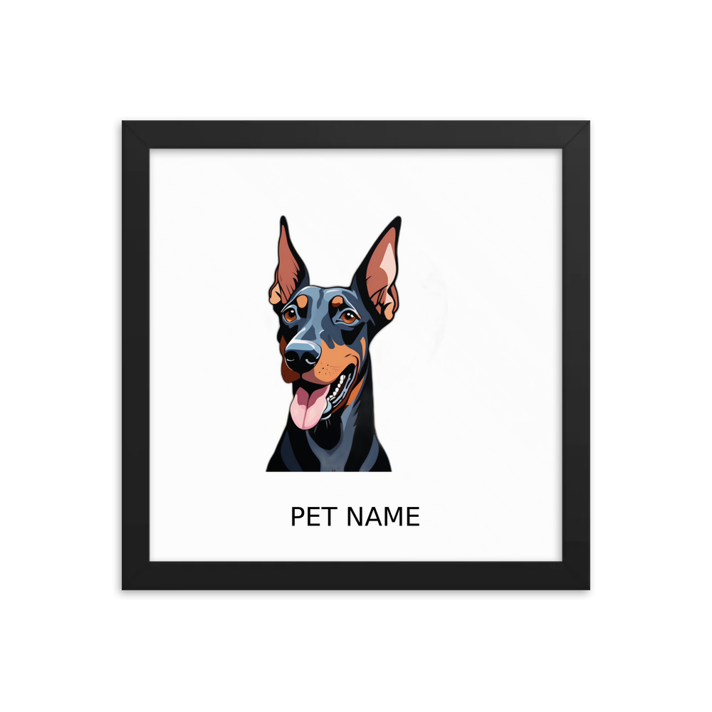 PugMug Custom Doberman Pinscher Framed Print with Your Pet’s Name