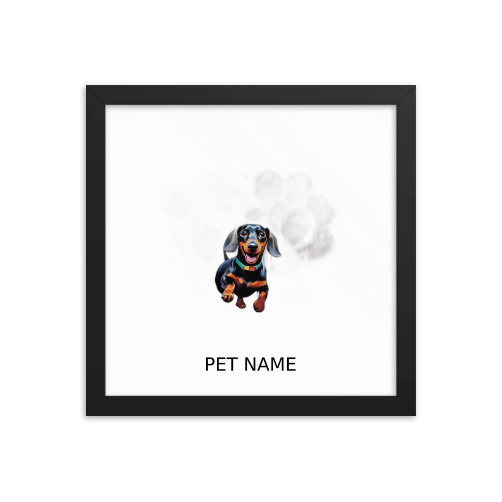 PugMug Custom Black Dachshund Framed Print with Your Pet’s Name
