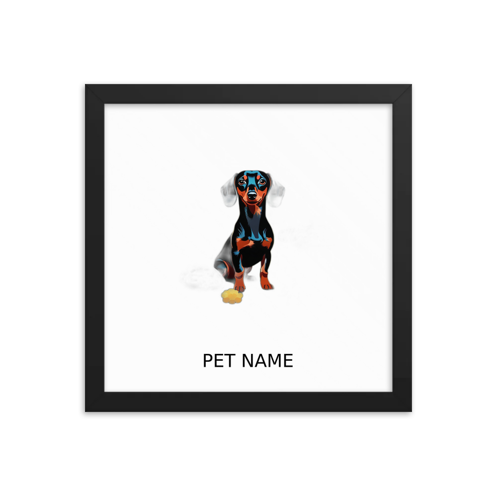 PugMug Custom Black Dachshund Framed Print with Your Pet’s Name