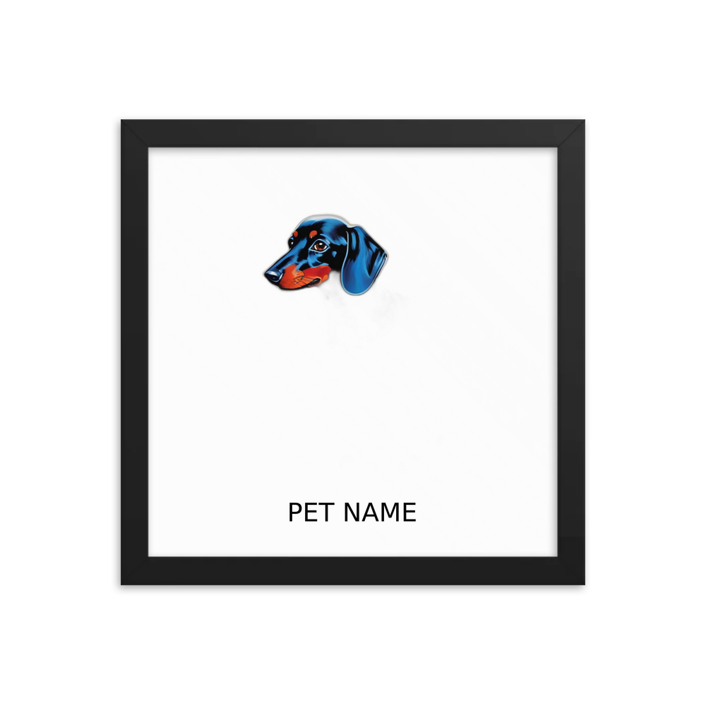 PugMug Custom Black Dachshund Framed Print with Your Pet’s Name