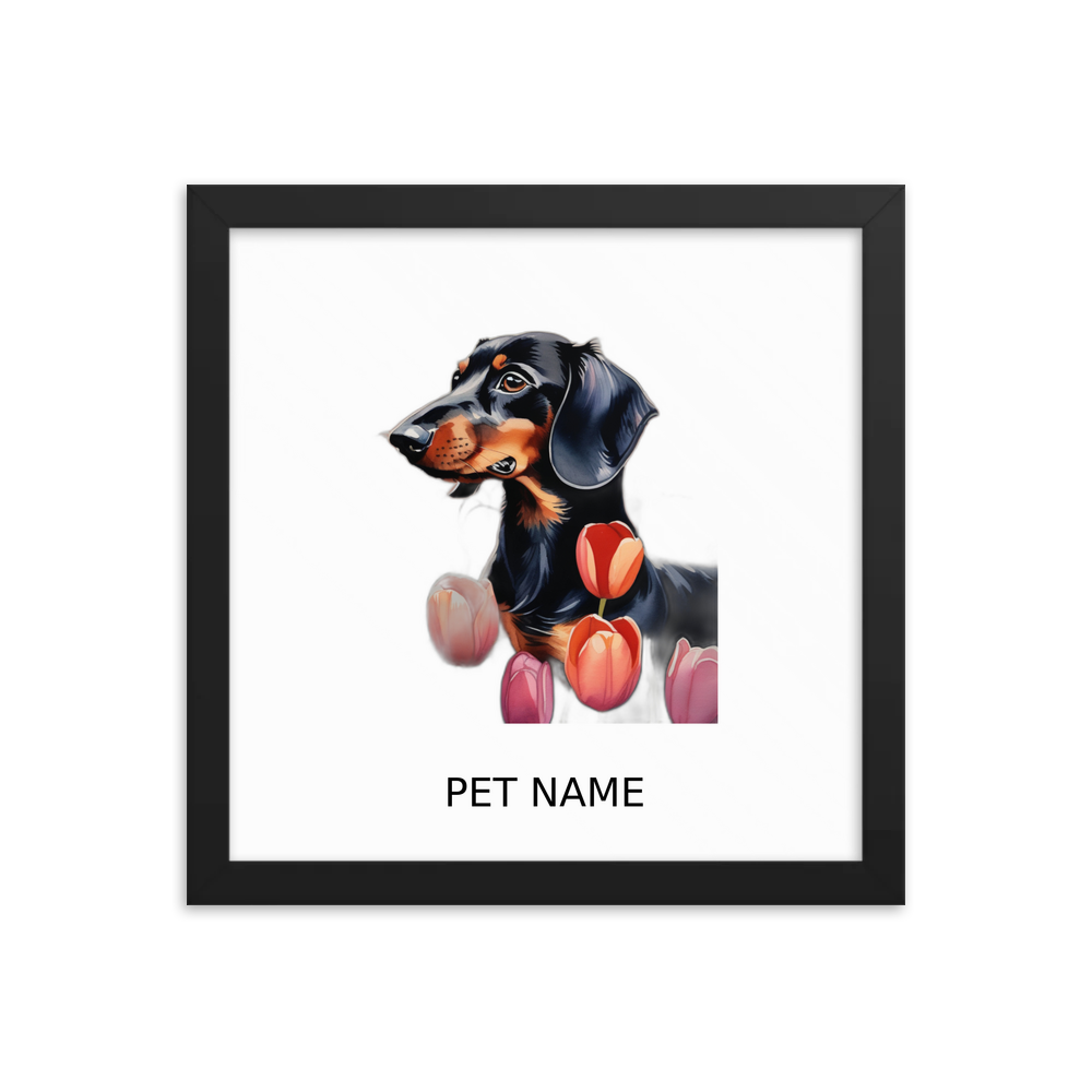 PugMug Custom Black Dachshund Framed Print with Your Pet’s Name