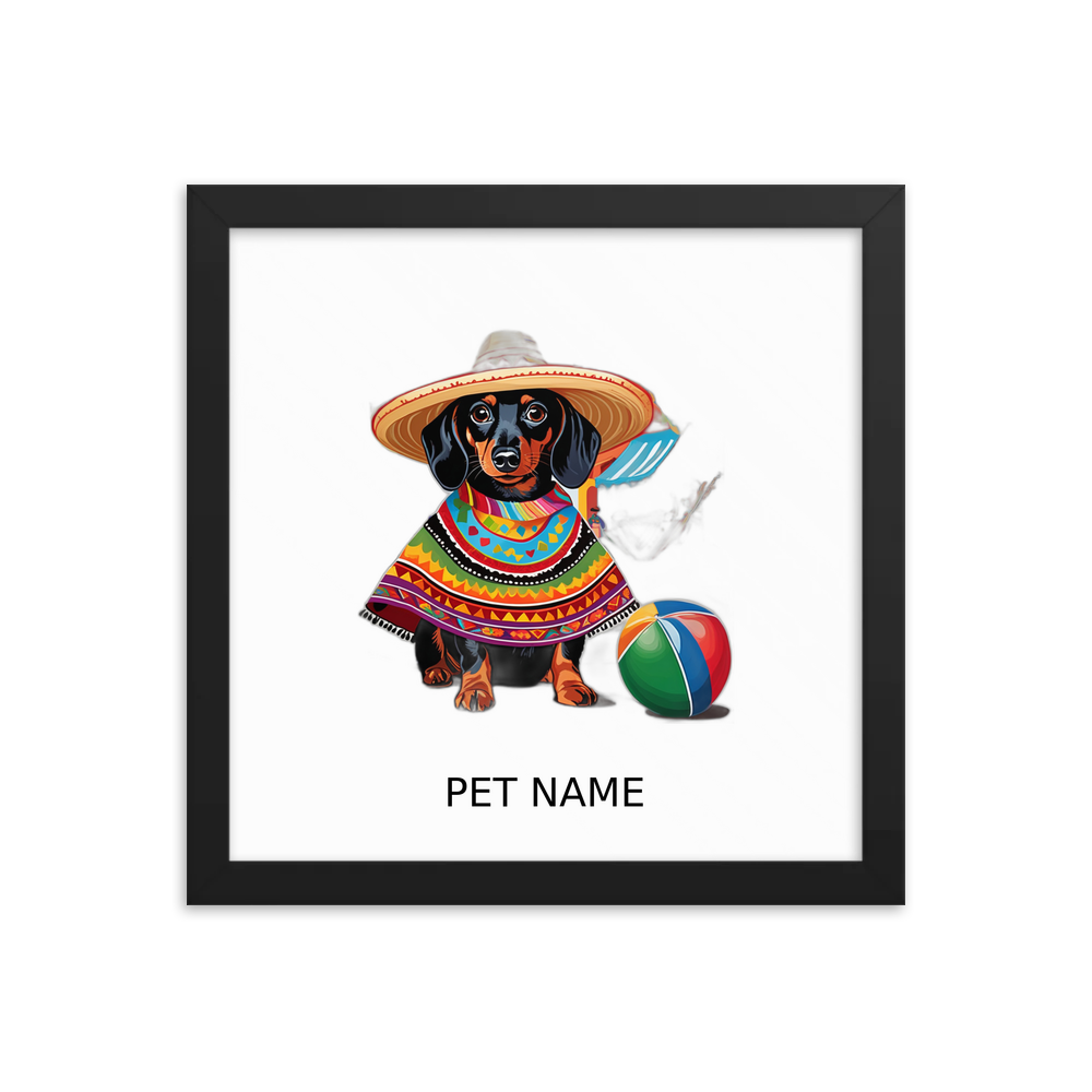PugMug Custom Black Dachshund Framed Print with Your Pet’s Name