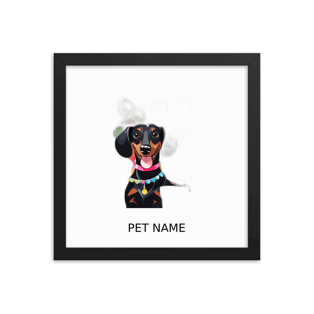 PugMug Custom Black Dachshund Framed Print with Your Pet’s Name
