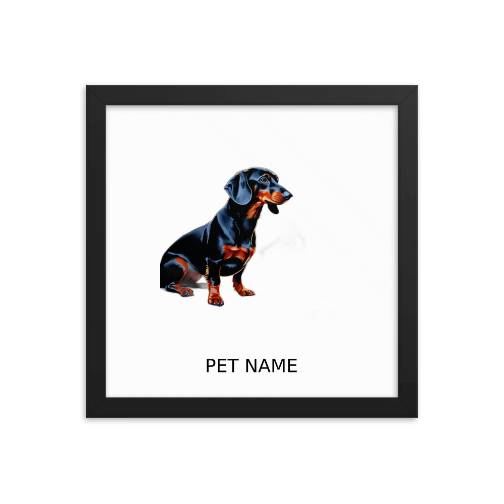 PugMug Custom Black Dachshund Framed Print with Your Pet’s Name