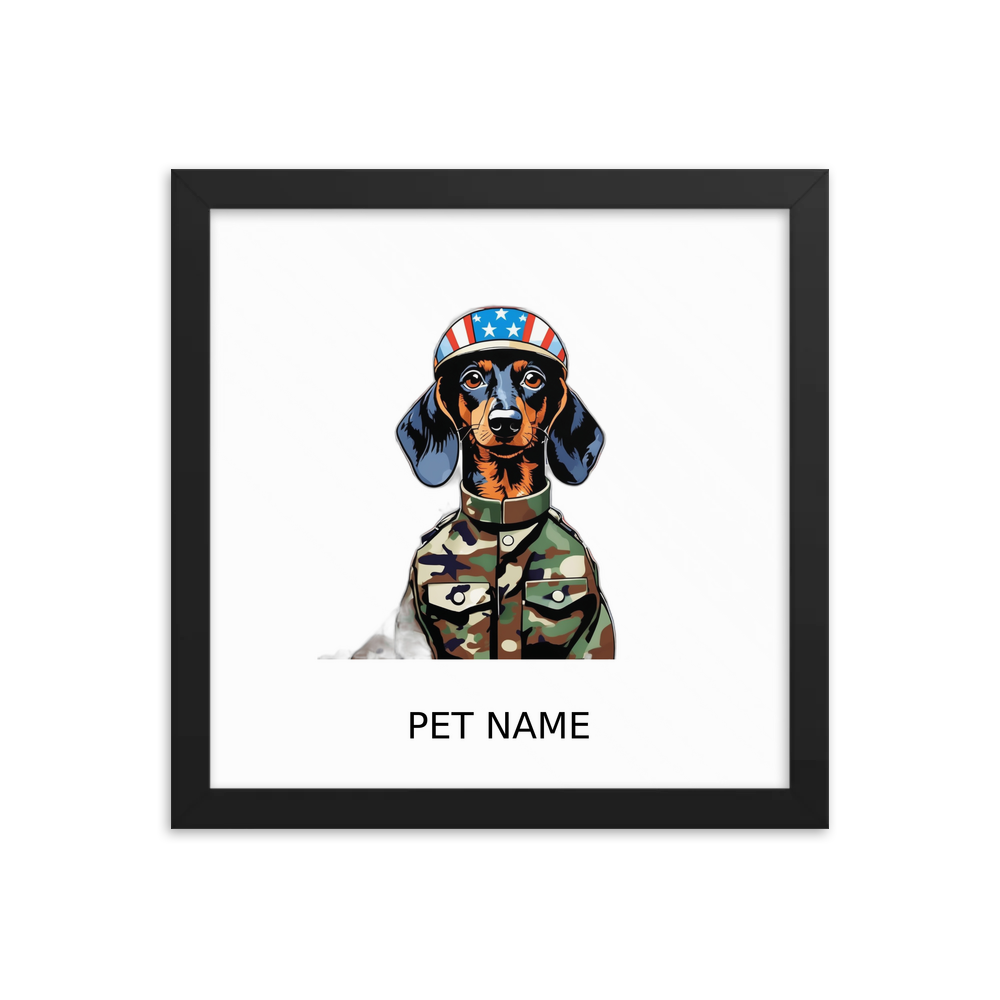 PugMug Custom Black Dachshund Framed Print with Your Pet’s Name