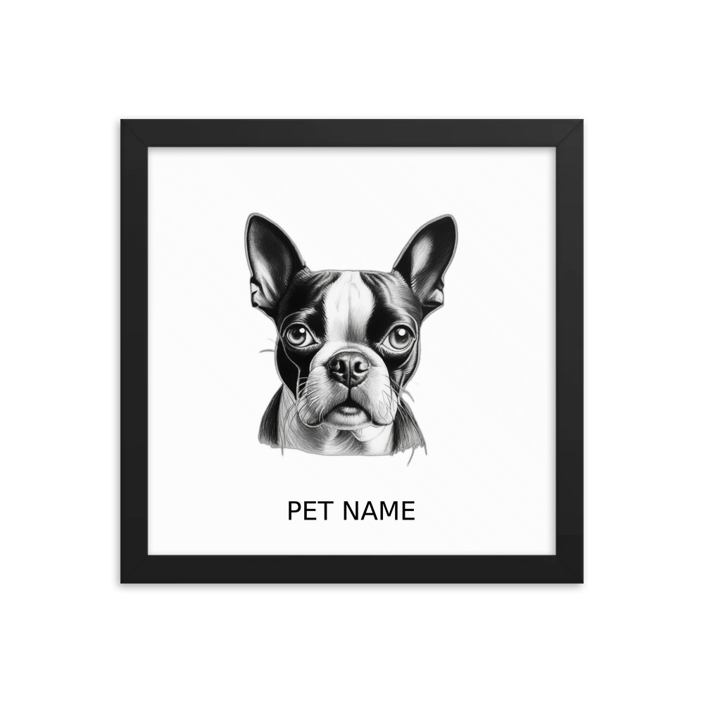 PugMug Custom Boston Terrier Framed Print with Your Pet’s Name