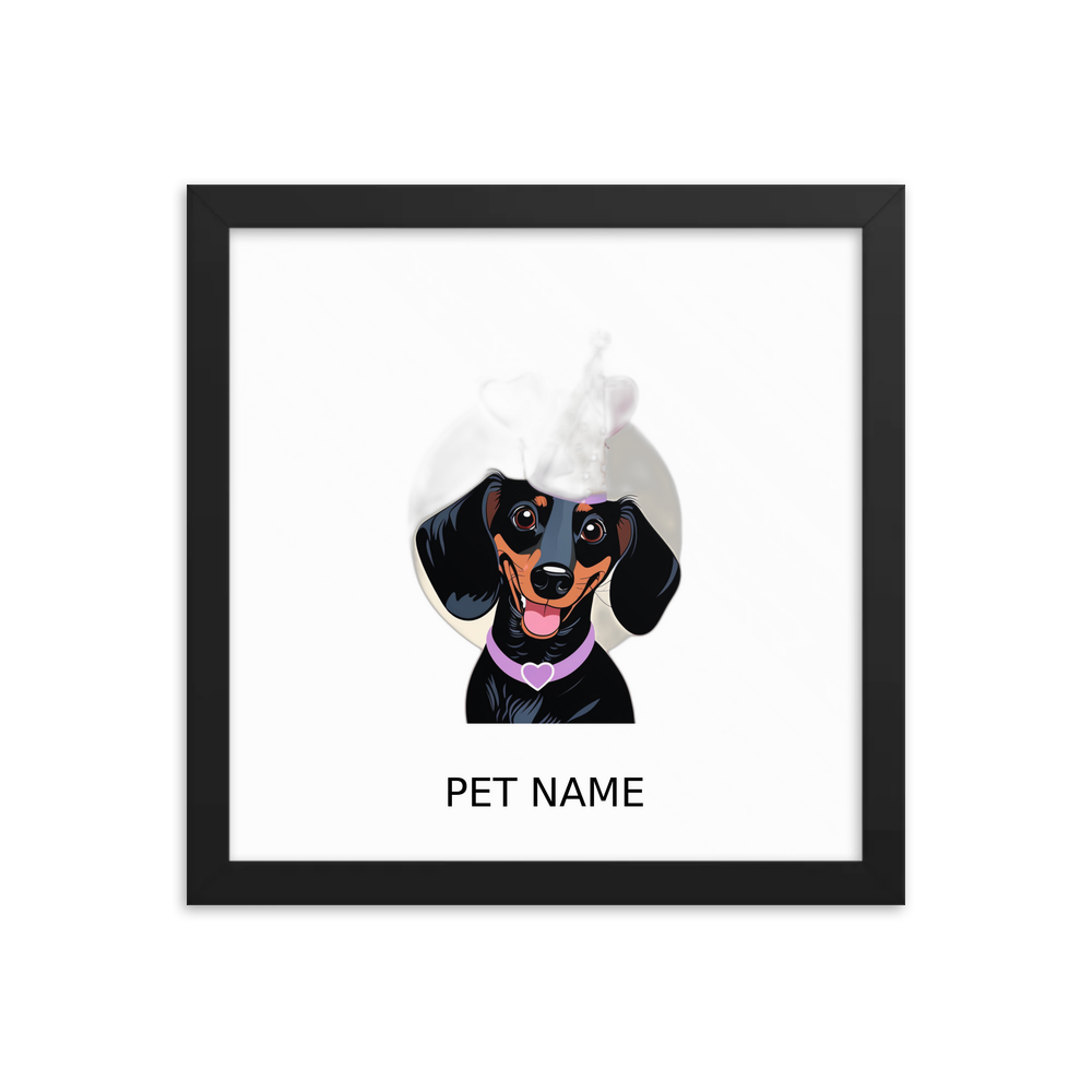 PugMug Custom Black Dachshund Framed Print with Your Pet’s Name