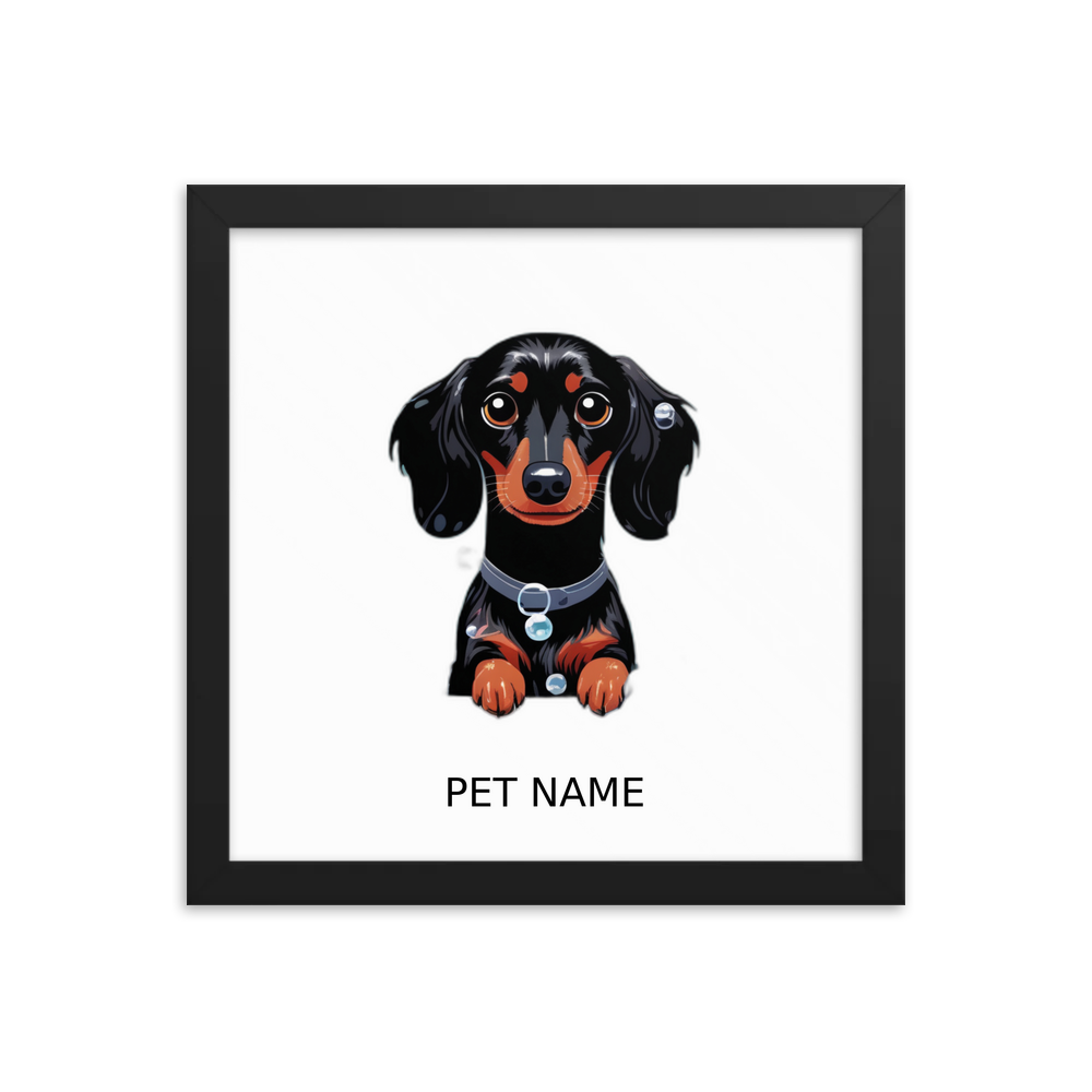 PugMug Custom Black Dachshund Framed Print with Your Pet’s Name