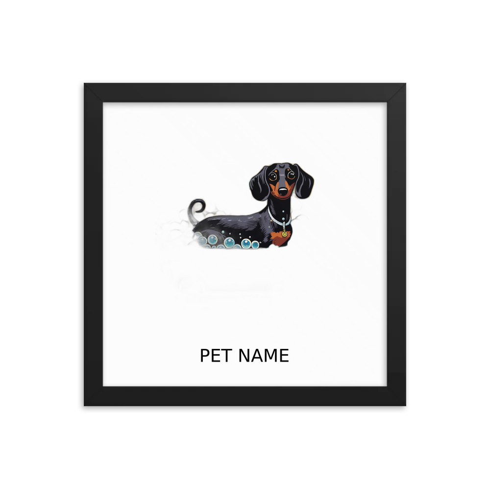 PugMug Custom Black Dachshund Framed Print with Your Pet’s Name