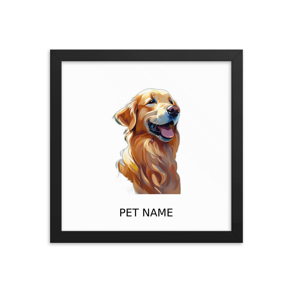 PugMug Custom Golden Retriever Framed Print with Your Pet’s Name